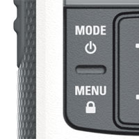 Closeup of a button marked with music icon and a lock icon